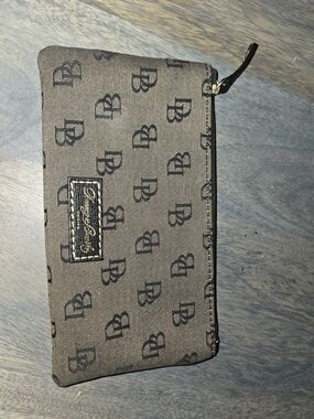 Dooney & Bourke Brown Logo Zip Pouch